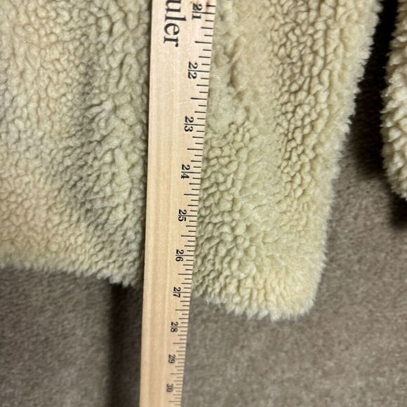 Abercrombie & Fitch Bomber Jacket Womens Size Medium Beige Sherpa Fleece‎ Zip Up - Picture 7 of 11